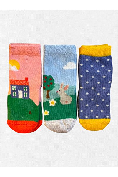 Fil Kids Girl's Winter Socks Cotton Fabric 3-Piece Pink Blue Navy Blue Rabbit...
