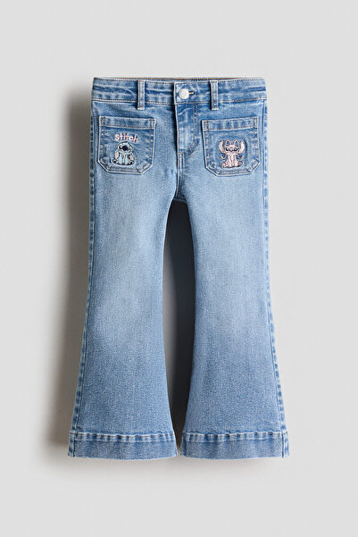 H&M İşleme Motifli ve İspanyol Paçalı Kot Pantolon