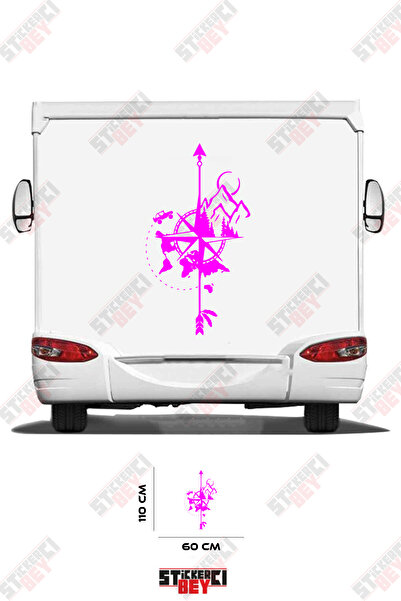 STİCKERCI BEY ملصق تزيين للعربات المتنقلة بتصميم البوصلة والطبيعة