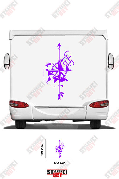 STİCKERCI BEY ملصق تزيين للعربات المتنقلة بتصميم البوصلة والطبيعة