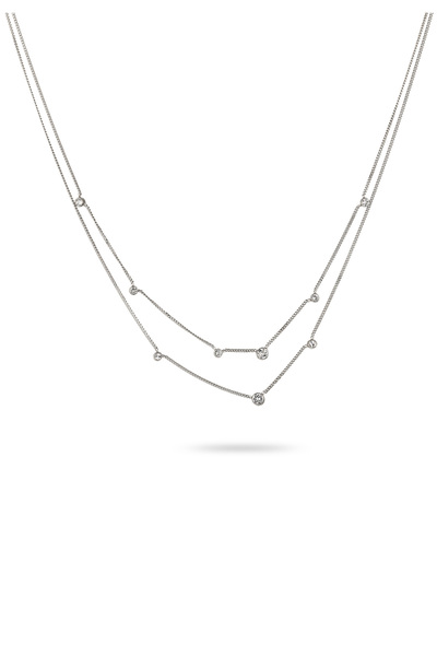 ELLI Necklace Layer Necklace Women Armouredchain Glass Crystals Xirius Cut White 925 Sterling Silver 40 c
