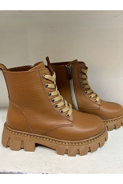 Bağcı Children's Genuine Leather Boots Brown
