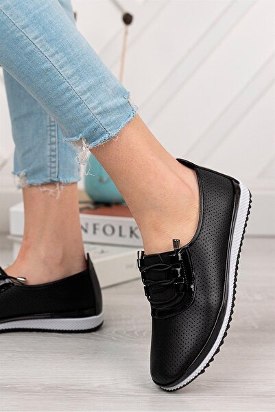 asmi shoes Women's Aren Black Perforated Daily Orthopedic Shoes