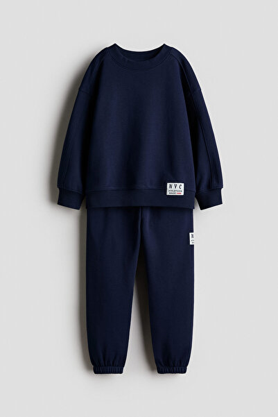 H&M 2 Parçalı Motif Detaylı Sweatshirt Set