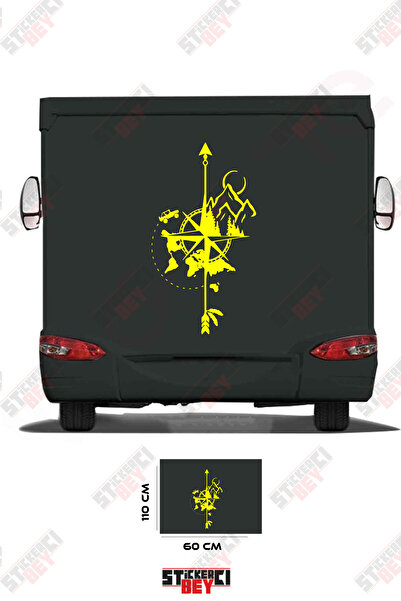 STİCKERCI BEY ملصق تزيين للعربات المتنقلة بتصميم البوصلة والطبيعة
