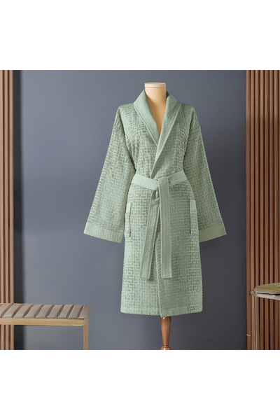 Altınbaşak Smooth bamboo unisex bathrobe sage green