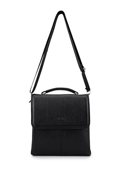 Tamer Tanca Erkek Hakiki Deri Siyah Postacı Çanta