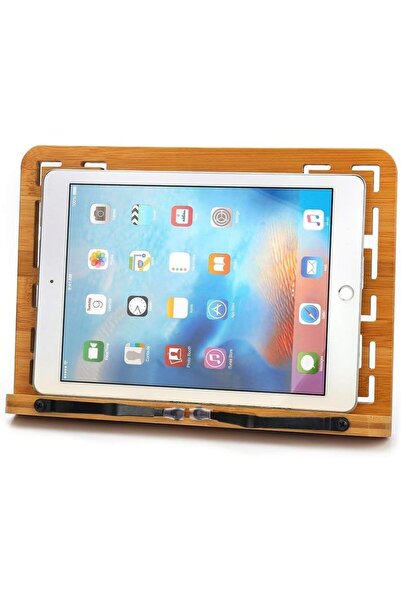 Generic Bamboo Book Stand Foldable Cookbook & Tablet Holder (Retro Hollow Pattern)