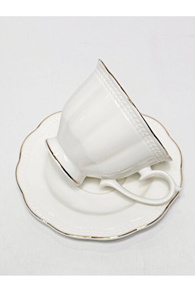 Casalina 2-piece set, cup and saucer, white ceramic with gold accents, 210 ml