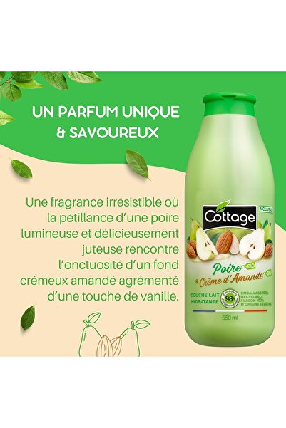 Cottage جل استحمام حليبي مرطب - الكمثرى واللوز العضوي، طبيعي بنسبة 98%، 550 مل