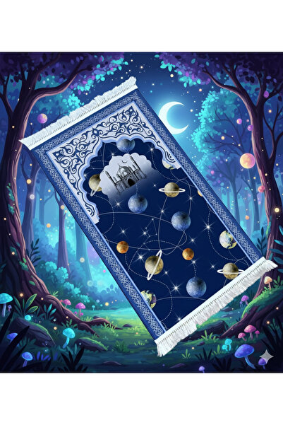 nivra sepet Dijital Baskılı Uzay Temalı Çocuk Seccade Namazlık