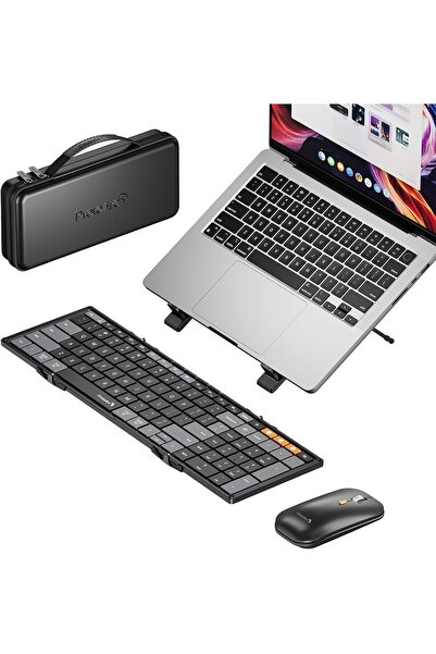 ProtoArc Foldable Keyboard & Mouse Combo XKM01 CaseUp with Laptop Stand (Black & Gray)