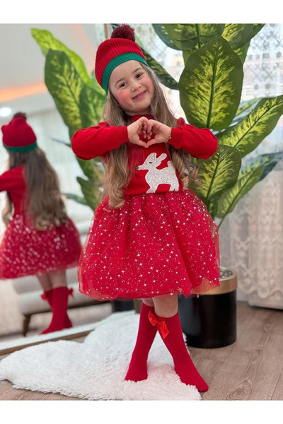 kidstalya طقم أطفال مكون من 3 قطع بتصميم السنة الجديدة مع تنورة توتو مطرزة بن...