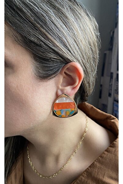 GOX أقراط مثلثة مخططة لؤلؤية