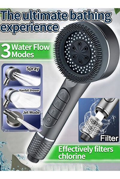 Generic Filtered Handheld Shower Head: High Pressure, Scalp Massager, Soften Hard Water, 4 Modes