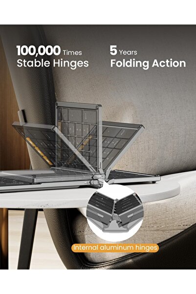 ProtoArc Foldable Keyboard and Mouse XKM01 - Full-Size Folding Combo (Black Gray)