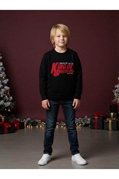 Zekids Boy's Collar Button Detailed Lettered Sweater