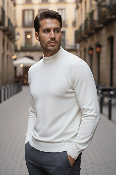 NAZEF Slim Fit Half Fisherman 30% Cotton Men's Casual Knitwear Sweater