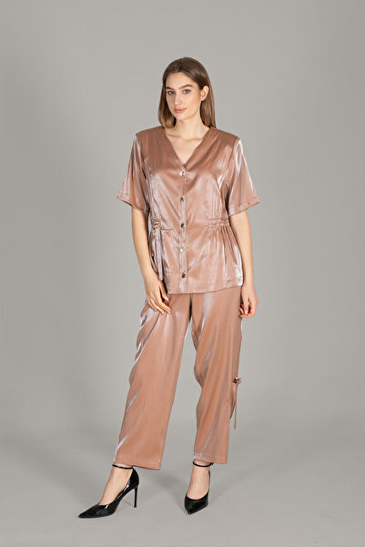 GUMANIZE Γυναικείο Σετ Παντελόνι με Σακάκι με λαιμόκοψη σε σχήμα V