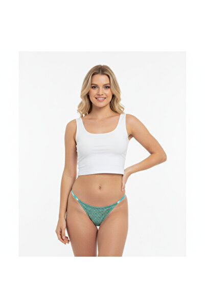 BONBON Kadın Transparan Tül Renkli Desenli String BB2101