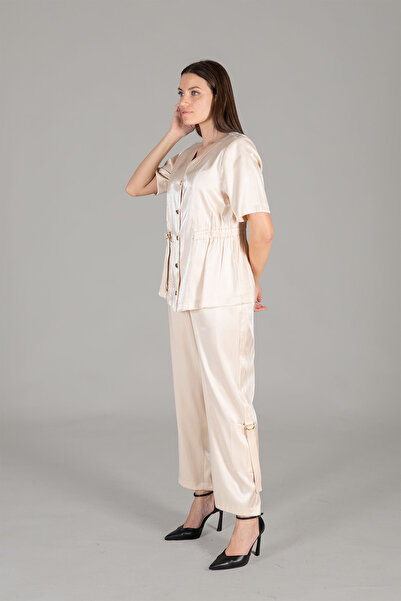 GUMANIZE Women's V-Neck Jacket Pants Set