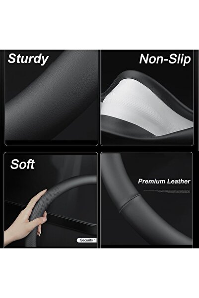 STEEPPOLO غطاء عجلة قيادة من جلد الأسود على شكل حرف D، مناسب لسيارات موديل 20...