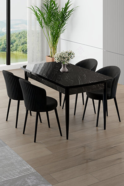 Canisa Asfel Serisi MDF 77x130 Siyah Mermer Desen Yandan Açılabilir Mutfak Ma...