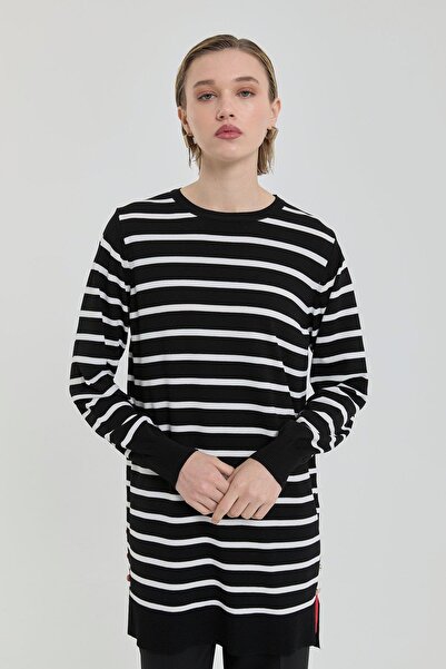 Nihan Striped Rayon Knitwear Tunic