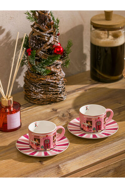 LC Waikiki Karışık Yılbaşı Temalı 2 Kişilik Porselen Kahve Fincan Takımı 90 ml
