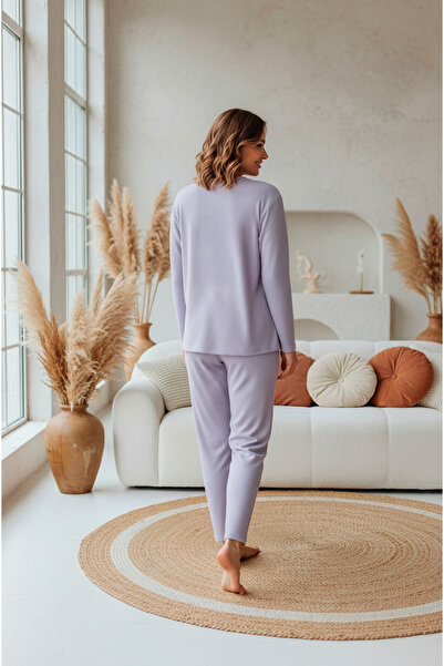 ELİTOL Cream Bear Lilac Women's Pajama Set