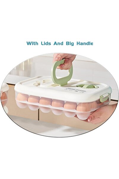 AZONEE 2-Pack Stackable Clear Egg Organizers with Lids and Handle