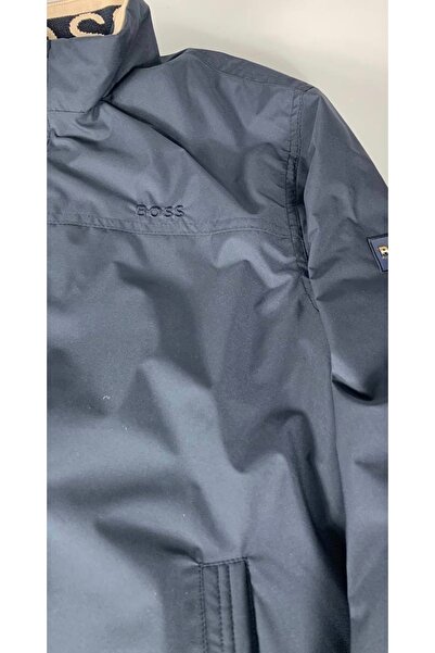 YusGos Men's Wind and Water Resistant High Quality Transitional Coat with Knitted Detail on the Collar