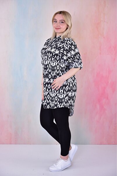 ruhaay Hakim Collar Black Long Sleeve Tunic-Shirt