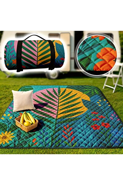 Generic Jumbo Outdoor Picnic Blanket 78x78 Inch, Heavy Duty All-Weather Mat with Soft Padded Quilted Surface