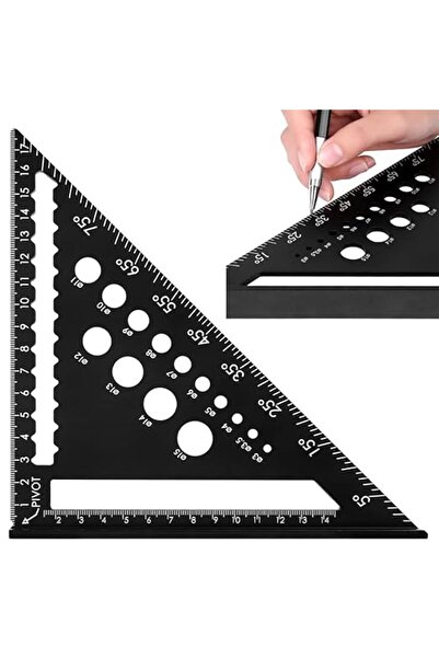 AZONEE مسطرة مثلثة، منقلة عالية الدقة من سبائك الألومنيوم ومربع نجارة