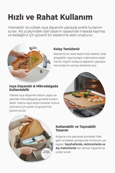 Stork NoSpill BLW Beslenme Matı – Kaymaz, Dökülmez, Silikon Bebek Yemek Servisi Katlanabilir & Taşınabilir