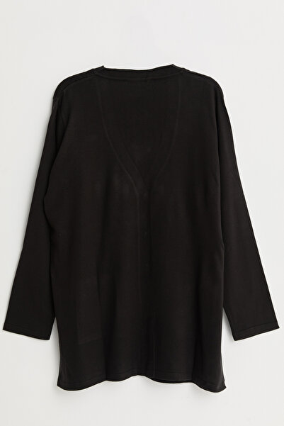 Nihan Büyük Beden İce Triko Hırka Siyah