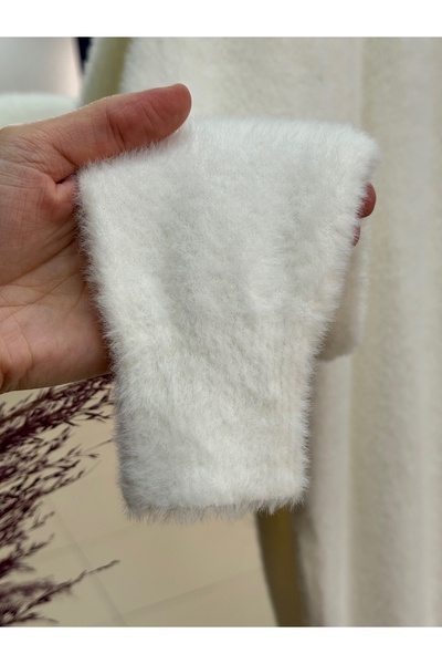 MİHRA STORE Fabiana Side Slit Long Soft Sweater-ZI5255 White