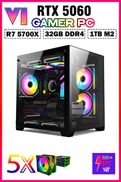 Gamepage Angel X50 Ryzen 7 5700X 32GB RAM 1TB M.2 SSD RTX5060 8GB Masaüstü Oyun Bilgisayar