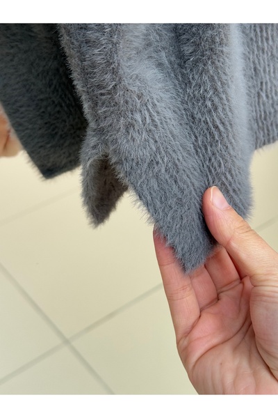 MİHRA STORE Fabiana Side Slit Long Soft Sweater-ZI5255 Anthracite