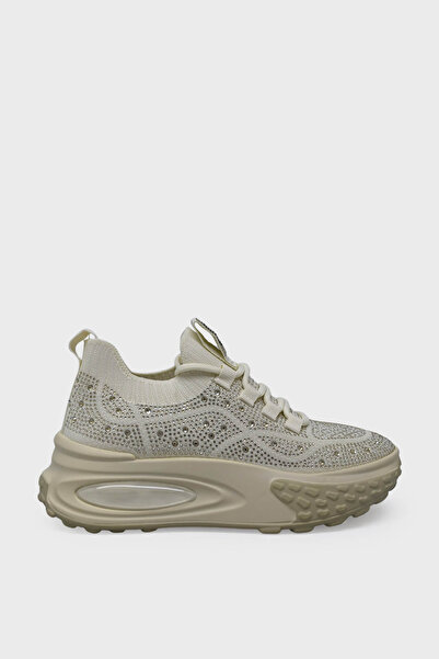 Guja Women's High Sole Stone Sports Shoes Beige Blg24K305-4