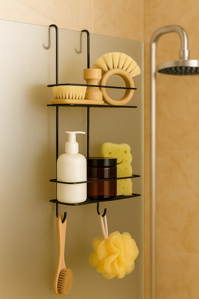 Wirewel Organizator de baie cu 2 niveluri, suport pentru cabină de duș, supor...