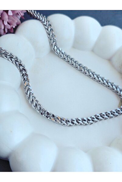 stainless steell Çelik Unisex Silver Erkek Kolye Kadın Kolye 55 cm