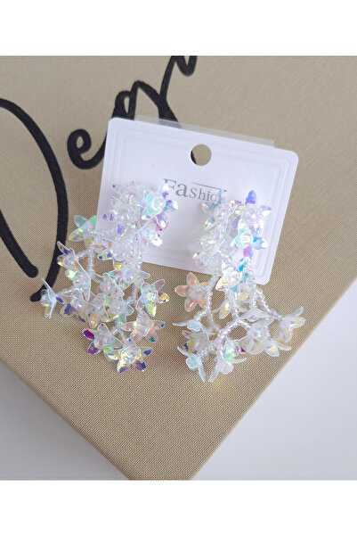 Norevia Işıltılı Çiçek Küpesi - Gelin Küpesi