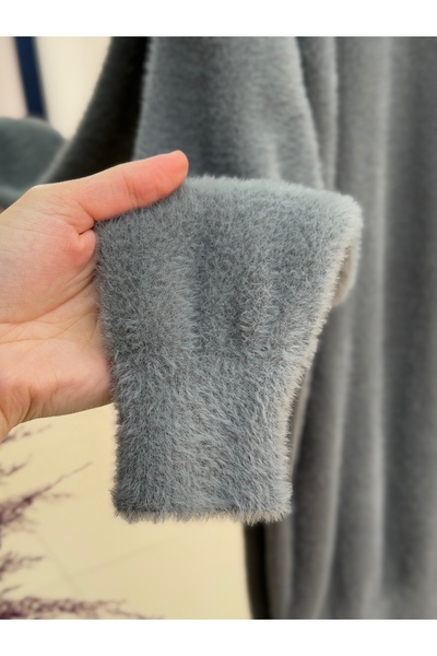 MİHRA STORE Fabiana Side Slit Long Soft Sweater-ZI5255 Anthracite