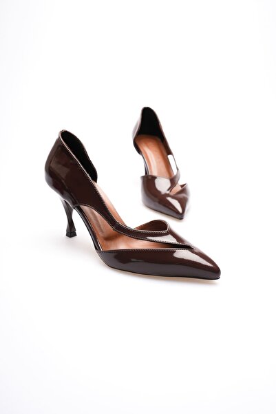 MARCHEO Violet Women's Bitter Brown Patent Leather Heeled Shoes