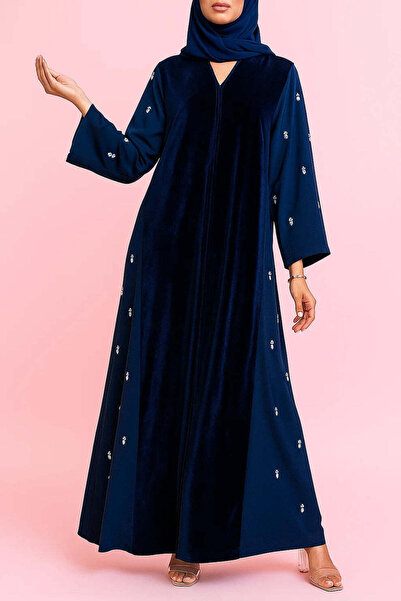 MayaCloset كيمونو وعباءة مخملية فاخرة من ميراج مع تطريز حجري متقن - مثالية لف...