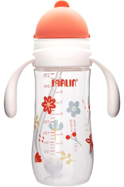 FARLİN Drinking Cup 270mL BPA-Free Spill-Proof Sipper with Silicone Straw & Removable Handle