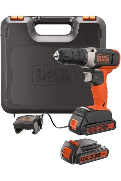 Generic BLACK+DECKER 18V 1.5Ah Li-Ion Cordless Compact Drill Driver with 2 Batteries - BCD001C2K-GB