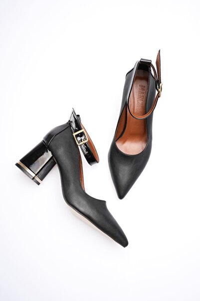 MARCHEO Estelle Women's Black Thick Heeled Shoes